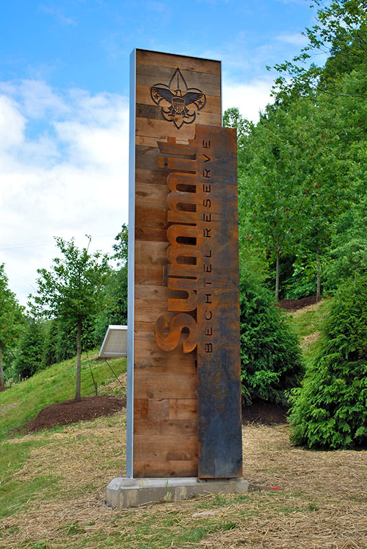 Summit Bechtel Reserve Solar Wood Signage